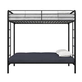 DHP Twin-Over-Futon Convertible Couch and Bed with Metal Frame, Ladder and Guardrails - Black DHP
