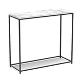 Safdie & Co. - Metal Console Table, Marble Black Console Tables for Entryway, Use As Doorway Table, Narrow Bar Table, or Accent Furniture for Decorating Foyer, 12 x 28 x 31 Inches Safdie