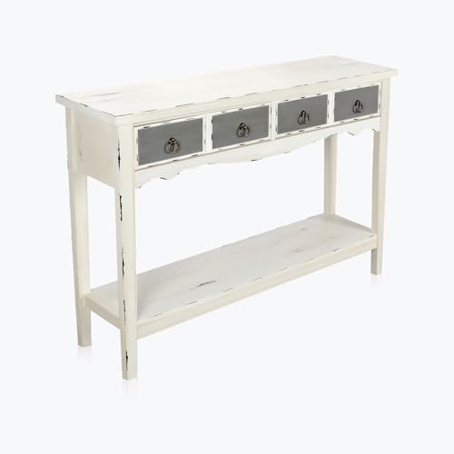 BELLEZE Hand Painted 47 Inch Entryway Hall Console Storage Table, Two Tone Accent Farmhouse Style Sideboard Decor, Distressed Antique Finish - Norman