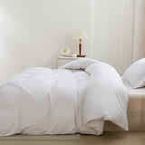 SheRest White Duvet Cover Full Size - Soft Brushed Microfiber, 3 Pieces, 1 Duvet Cover 80x90 Inches with Zipper Closure 8 Ties & 2 Pillow Shams, Breathable Bedding Set for All Season (No Comforter) SheRest