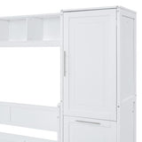Queen Size Murphy Bed with Closet, Wall Bed with Storage Drawers, Murphy Bed Cabinet for Bedroom, Guest Room, Home Office, White Bellemave