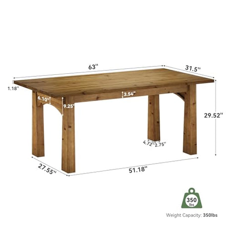 TRIBEWOOD Solid Wood Executive Desk, 63-Inch Computer Desk with Sturdy Wooden Legs, Farmhouse Workstations Writing Table Conference Table Business Furniture for Home Office TRIBEWOOD