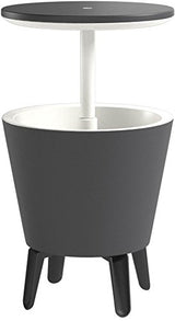 Keter Modern Cool Bar Outdoor Patio Furniture and Hot Tub Side Table with 7.5 Gallon Beer and Wine Cooler, Dark Grey Keter