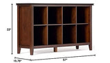 SIMPLIHOME Artisan SOLID WOOD 57 inch Wide Transitional Modern 8 Cube Storage Sofa Table in Russet Brown with Storage, 8 Shelves, for the Living Room, Entryway and Bedroom SIMPLIHOME