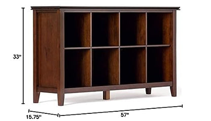 SIMPLIHOME Artisan SOLID WOOD 57 inch Wide Transitional Modern 8 Cube Storage Sofa Table in Russet Brown with Storage, 8 Shelves, for the Living Room, Entryway and Bedroom - WoodArtSupply