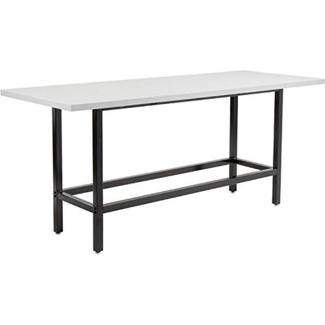 Global Industrial Standing Height Table with 12 AC Power Outlets, 96" L x 36" W x 42" H, Gray Laminate Top, Black Steel Frame, Standing Rectangular Bar Table Global Industrial