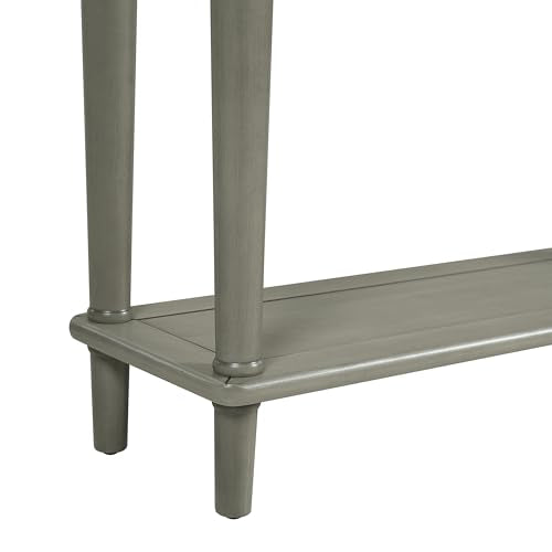 Knocbel Retro Console Table with 4 Drawers and Open Shelf, Vintage Sofa Tables with Slim Legs for Entryway Living Room 59.8" W x 11" D x 34" H Grey Wash Knocbel
