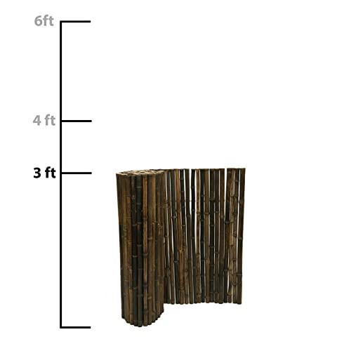 Backyard X-Scapes Natural Bamboo Fencing Garden Screen Rolled Fence Panel Black 1 in D x 3 ft H x 8 ft L Backyard X-Scapes