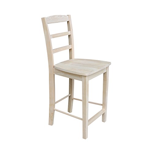 International Concepts 24-Inch Madrid Counter Stool, Unfinished - WoodArtSupply