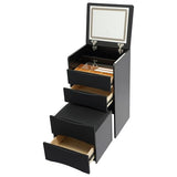 ILWorkTLs Compact Vanity Desk with Mirror and Lights,Makeup Vanity Table with with Hidden Stool and Drawers,3-in-1 Dressing Table for Small Space,Bedroom,Black ILWorkTLs