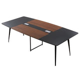 VEVOR Conference Table, 8 ft Boat Shaped Office Meeting Table for 10 Person, Modern Large Boat Meeting Desk with Metal Legs, Ideal for Office, Boardroom, Conference Room, Easy Assembly, Black & Brown VEVOR