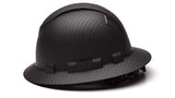 Pyramex Ridgeline Full Brim Hard Hat 4 Point Ratchet Vented Matte Black Graphite Pattern Ridgeline