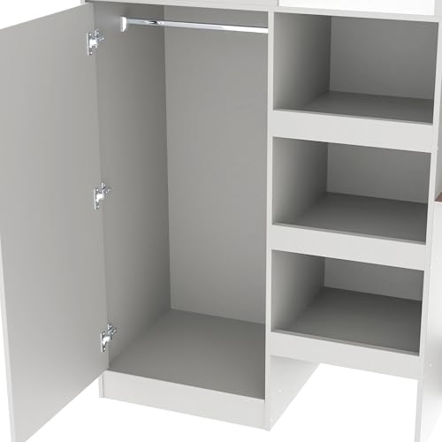 Harper & Bright Designs Full Size Loft Bed with Desk, Wood Full Loft Bed Frame with Built-in Wardrobe, Storage Shelves and Drawers, Gray Harper & Bright Designs