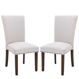 COLAMY Upholstered Dining Chairs Set of 4, Parsons Style Linen Beige Accent Chairs with High Back, for Round Kitchen Table or Small Dining Room – Comfortable & Stylish COLAMY