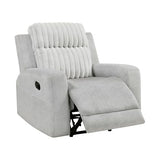 Lexicon Modern Recliner Chair for Living Room, Manual Wall Hugger Textured Microfiber Reclining Chair, Plush Corduroy Channel Seat Back, Manual Recliner, Light Gray Lexicon