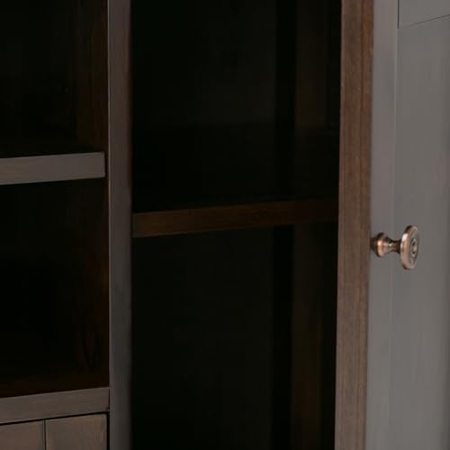 SIMPLIHOME Carlton SOLID WOOD Universal TV Media Stand, 54 Inch Wide, Contemporary, Living Room Entertainment Center, for Flat Screen TVs up to 60 Inch in Dark Tobacco Brown SIMPLIHOME