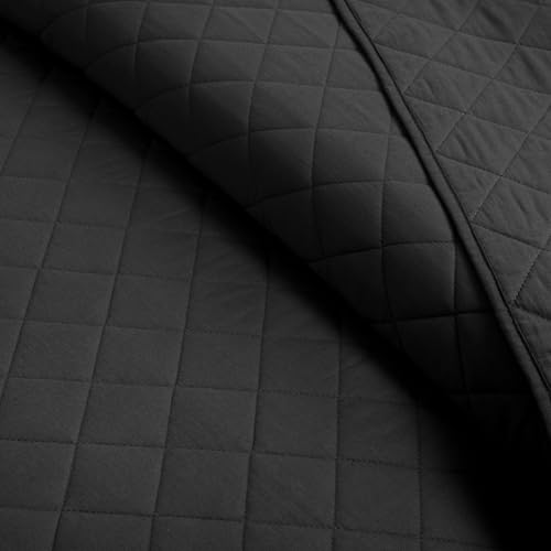 Lush Decor Ava Diamond Oversized Cotton Quilt Set, 3 Piece Set, Full/Queen, Black - Soft & Cozy Quilted Bedding Set - Queen Quilt - Black Bedspread - Traditional, Farmhouse & Minimalist Bedroom Decor Lush Decor