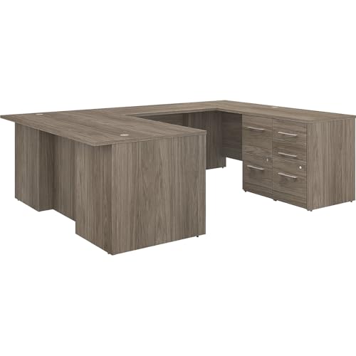 Bush Business Furniture Office 500 U Shaped Executive Desk with Drawers, 72W, Modern Hickory Bush Furniture