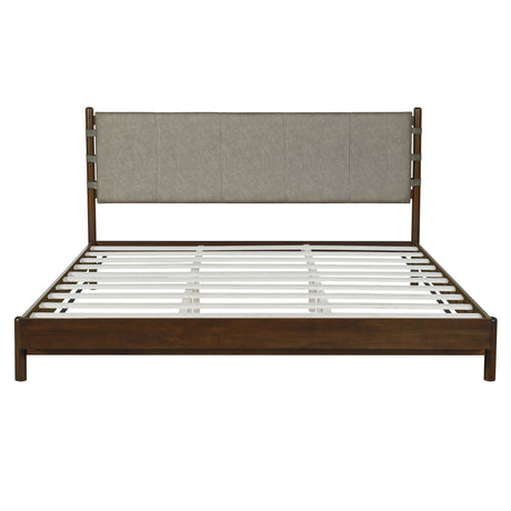 Premium Rubber Wood Platform Bed Frame, King Size with Headboard HouseOfZazla