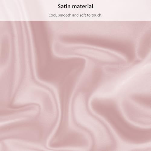 Lirex Satin Fitted Sheet, Luxurious Silky Smooth Polyester Bedding Soft Deep Pocket Bed Sheets Mattress Cover, Full, Light Pink Lirex