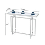 ASYA Glass Console Table for Entryway, Modern Entryway Table with Tempered Glass & Chrome Frame, Silver Sofa Table for Living Room Hallway ASYA