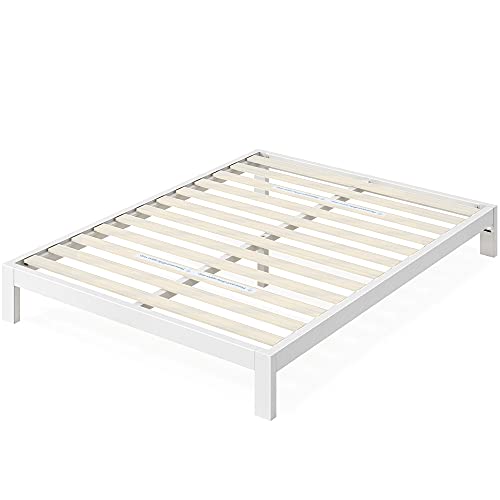 ZINUS Arnav White Metal Platform Bed Frame with Wood Slat Support - No Box Spring Required, Easy Assembly, Full Size - WoodArtSupply