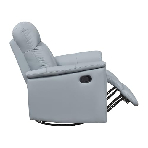 Lexicon Swivel Glider Recliner Chair, Comfy Nursery Glider, Top Grain Leather Match Recliner, Manual Reclining Chair for Living Room/Office/Apartment, Blue Lexicon