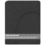 HBHLFZ Full Fitted Sheet Only, Soft Breathable Bottom Sheet - 54"x75" Deep Pockets Full Size Fitted Sheet - All Around Stretch Fit, Wrinkle Resistant, Colorfast - Easy Care, Black HBHLFZ
