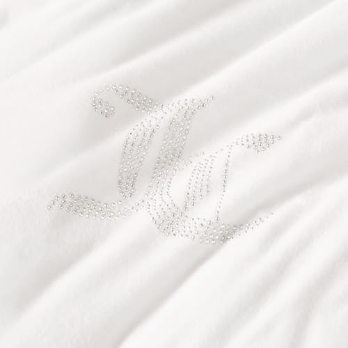 Juicy Couture Angel White Velour Full/Queen Comforter Set - 3 Piece Luxury Bedding Ensemble Juicy Couture