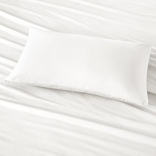 Comfort Spaces 100% Cotton Sheet Set Breathable, Lightweight, Soft with 12" Elastic Pocket Fits up to 14" Mattress, All Season Cozy Bedding, Matching Pillow Case, Twin White 3 Piece Comfort Spaces