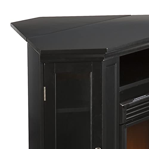 SEI Furniture Claremont Convertible Corner Electric Fireplace Media Stand with Storage, Black SEI Furniture