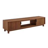 Walker Edison Walton Modern Fluted-Door Low Stand for TVs up to 80 Inches, 70 x 15.75 x 16 inches, Mocha Walker Edison