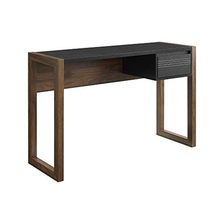 Walker Edison Fluted Drawer Writing Laptop Desk, 46 Inch, Black/Walnut Walker Edison