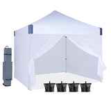OUTDOOR WIND 10x10 Pop Up Canopy Tent with Sidewalls, Heavy Duty Commercial Instant Tent with Sand Bags for Deck, Party, Camping, Backyard, Playground, White OUTDOOR WIND