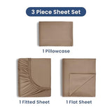 3 Piece Twin Sheets Set | Twin Bed Sheets Set – Light Weight, Soft Breathable Sheets | Brushed Cotton Rich Blend | Secure-Fit, Wrinkle Resistant, Durable, Easy Care Bed Sheets | Comfy Sheets | Beige Martex