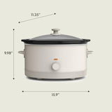 bella 6.0 Qt Manual Slow Cooker, EverGood™ Ceramic Nonstick Coating, 3 Temperature Settings, Dishwasher Safe Stoneware Pot and Tempered Glass Lid, Cool Touch Handles & Tangle Free Cord Wrap, Oatmilk BELLA