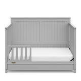 Graco Hadley 5-in-1 Convertible Crib with Drawer (Pebble Gray) – GREENGUARD Gold Certified, Crib with Drawer Combo, Full-Size Nursery Storage Drawer, Converts to Toddler Bed, Daybed Graco
