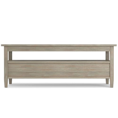 SIMPLIHOME Warm Shaker SOLID WOOD 48 Inch Wide Rectangle Transitional Coffee Table in Distressed Grey, For the Living Room and Family Room - WoodArtSupply