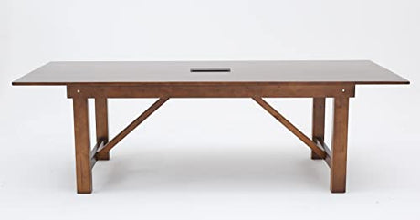 woJKod Pine Wood 8FT Table Rectangular, Kitchen Dining Table, Modern Conference Desk Table for Office-Bouns Socket/Console woJKod