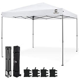 CAPHAUS 12ft x 12ft Patented One-Push Pop Up Outdoor Canopy Tent, Heavy-Duty Commercial Grade w/Central Lock, Portable and Instant Folding Shelter with Wheeled Carry Bag and Weight Bag, White CAPHAUS