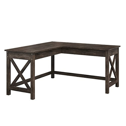 Lavish Home L-Shaped Computer Desk with X-Pattern Legs for Home Office, or Craft Table, 59", Dark Gray - WoodArtSupply