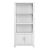 Martha Stewart Hutton Four Tier Shaker Bookcase with Storage Cabinet in Gray with Brushed Nickel Hardware Martha Stewart