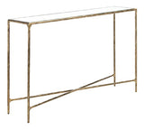 SAFAVIEH Couture Home Collection Jessa Brass Metal/Tempered Glass Top Entryway Living Room Rectangle Console Table (Fully Assembled) SAFAVIEH