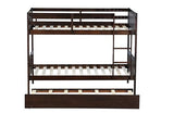Bellemave Twin Over Twin Bunk Bed with Trundle,Convertible Bunk Beds with Ladder & Safety Guardrails,Twin Size Bunk Beds for Kids Girls Boys,Espresso Bellemave