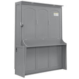 SOFTSEA Queen Size Murphy Bed with Desk, Hideaway Wall Bed with LED Lights and USB Ports, Folding Murphy Bed Frame for Small Space, Guest Room, Bedroom, Office, Grey SOFTSEA