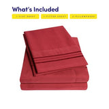 1500 Supreme Collection Bed Sheet Set - Extra Soft, Elastic Corner Straps, Deep Pockets, Wrinkle & Fade Resistant Hypoallergenic Sheets Set, Luxury Hotel Bedding, Full, Red Sweet Home Collection
