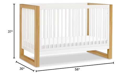 NAMESAKE Nantucket 3-in-1 Convertible Crib with Toddler Bed Conversion Kit in Warm White and Honey, Greenguard Gold Certified (M23301RWHY) NAMESAKE