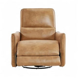 CHITA Power Recliner Chair Swivel Glider, FSC Certified Upholstered Faux Leather Living Room Nursery Reclining Sofa Chair with Lumbar Support, Cognac Brown CHITA