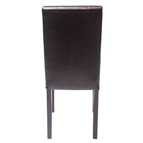 Roundhill Furniture C020BR Urban Style Solid Wood Leatherette Padded Parson Chair, Brown, Set of 2 Roundhill Furniture