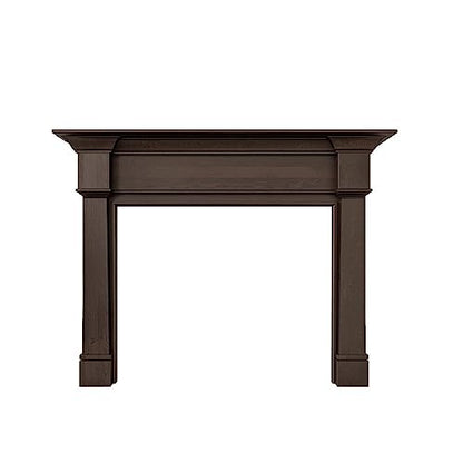 Modern Ember Grant 56x42 Inch Wood Fireplace Mantel Surround Kit | Unfinished - Elegant Design with Tiered Top Shelf and Cascading Legs; Includes Wooden Mantel Surround & Shelf